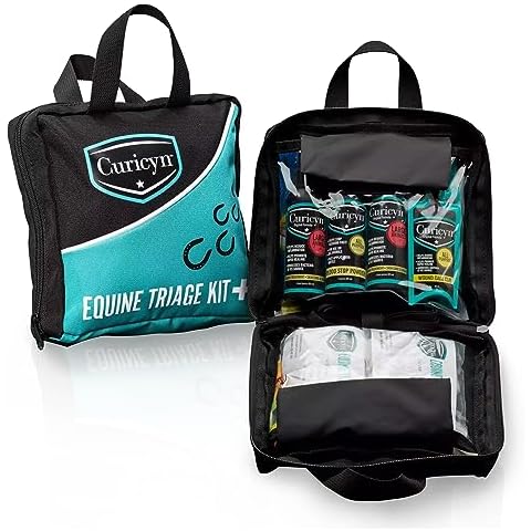 Curicyn Equine Triage Kit - 36 piece Equine First Aid Kit For Horses - Contains Equine Emergency Essentials including Hoof Kit - Horse First Aid Kits - Horse Emergency Necessities Cover