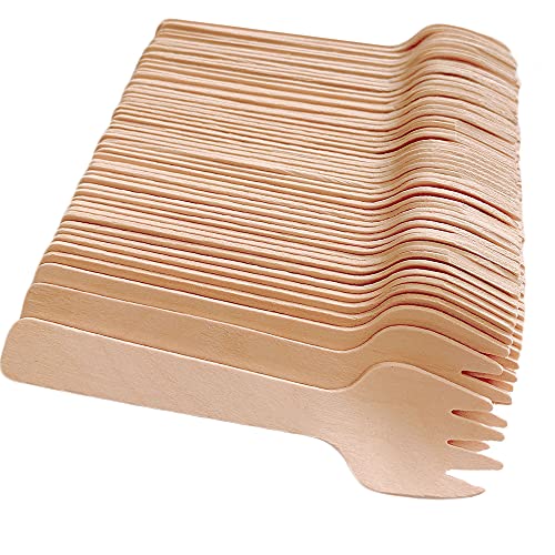 Guangdejin E-commerce Co., 200 Pcs mini wooden forks 4-inch length,natural birch wood biodegradable utensils cutlery,mini wooden forks for home or outdoor party., Wood color (GL008)