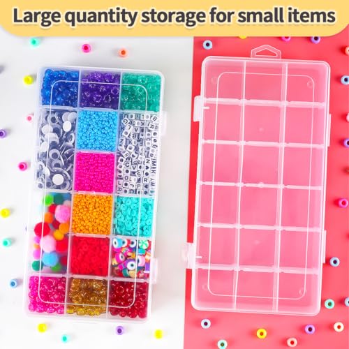 Image of IOOLEEM 18 Grids Adjustable Dividers Plastic Bead Organizer Box, Organizer Container Storage Box, Dividers for bead arts and crafts.(2 Pack)