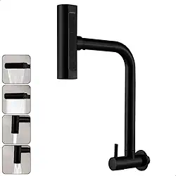 Torneira Gourmet Inox 4 Jatos Cozinha SOFTINOX – Giratória 360°, Instalação em Bancada/Parede, Diversas Cores, 1/4 de Volta, Funções (Cascata, Chuveirinho, Spray e Concentrado) (Parede, Preto)