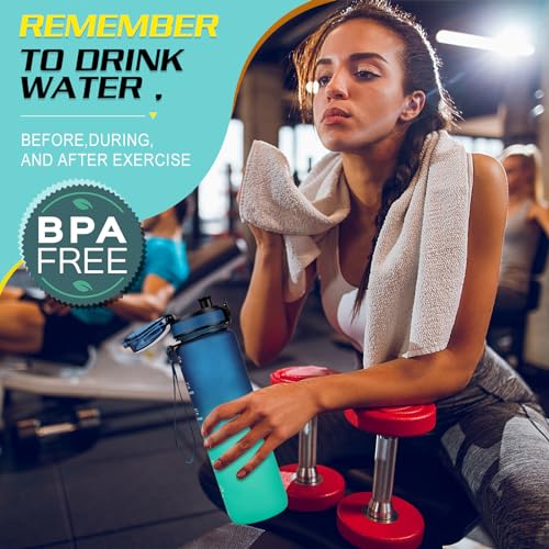 HASAGEI Sports Trinkflasche 1L Wasserflasche 1 Liter Trinkflasche BPA Frei Tritan Sportflasche mit Verschlussdeckel und auslaufsicher, für Fitnessstudio,Schule,Radfahren,Outdoor,Sport,Fitness und Büro