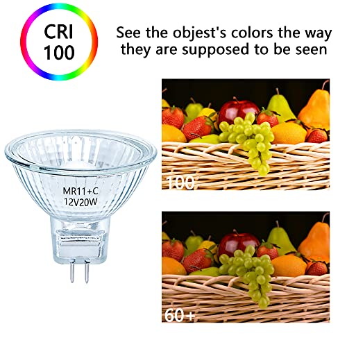 Mr11 Halogen Bulb 20W 12V Gu4 Dual Pin Base Ftd Spotlight Bulb, Mr11 Bulb With Uv Glass Cover 36° Beam Warm White 2700K Dimmable For Landscape Lights, Accent Lights, Track Lights, Fiber Optics #TOP4