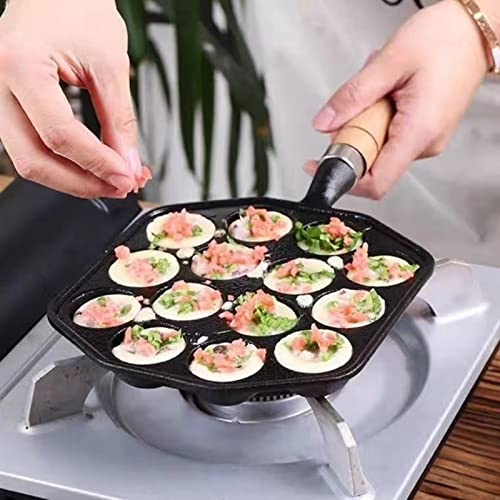 Ghisa Antiaderente Fori Takoyaki Pan con Manico Staccabile per Aebleskivers Pancake Home