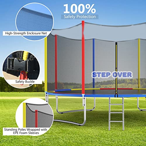 Image of STEP OVER 6FT,8FT,10FT,12FT, 14FT, 16FT Trampoline (12 FEET) for Kids /Adults || Indoor /Outdoor (Supports Upto 225kgs)||Enclosure net and Poles Safety Pad Jumping Mat ||Heavy Duty||2026 Edition