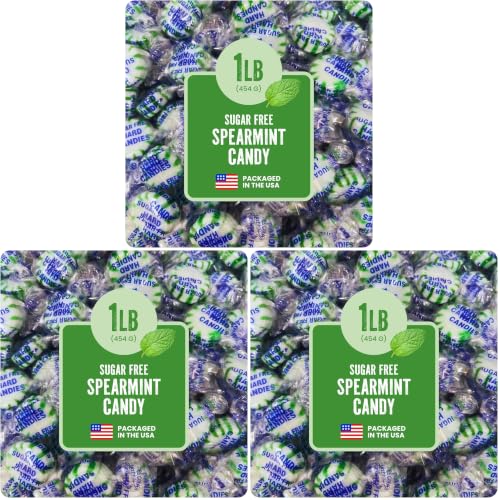 Image of Cambie Sugar Free Hard Candy, 1 lb of Sugar Free Candy Individually Wrapped, Spearmint (Pack of 3)
