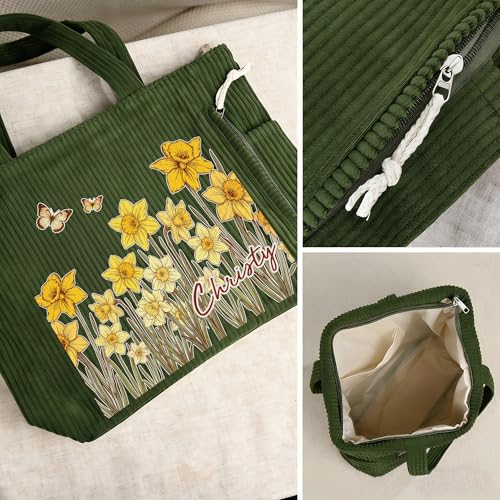 Bolsa Tote Personalizada de Pana con Mariposa para Mujer miniatura 4