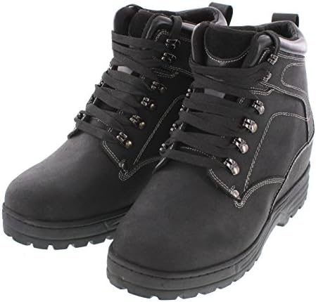 Calden Men's Invisible Height Increasing Elevator Shoes - Black Nubuck Leather Lace-up High-top Boots with Extra Tall - 5.2 Inches Taller - K881802 - Size 9 D(M) US | Image 2