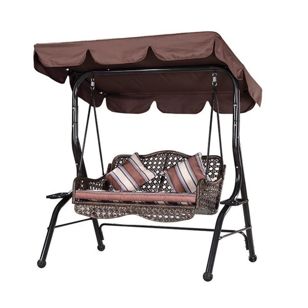 Swing Chair Canopy Replacement Waterproof Swing Cover Coated Oxford Cloth Garden Swing Seat Canopy Cover Garden Swing Canopy Replacement (Brown, 164x114x15CM)