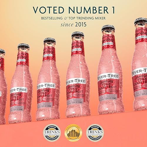 Image of Fever-Tree Sparkling Pink Grapefruit - Premium Soda Mixer for Cocktails and Mocktails, 6.8 fl oz Bottles, Pack of 4 - Naturally Sourced, Non-GMO