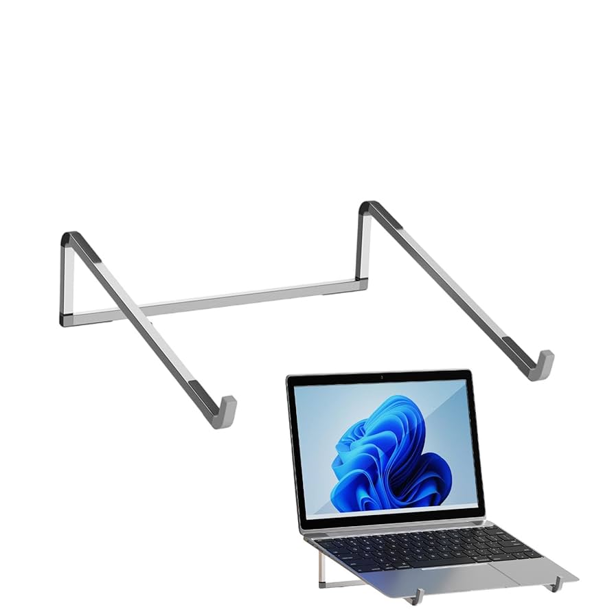 折りたたみ式ラップトップライザー放熱ポータブルラップトップホルダー(グレー) ラップトップスタンド机用、6段階の調整可能な携帯用ラップ