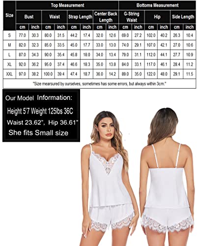 Image of Avidlove Women Pajama Set Lace Trim Short PJ Set Modal V Neck Sleeveless Sleepwear Drawstring Waist Nightwear S-XXL