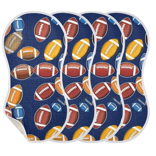 xigua Footballs Muslin Baby Burp Cloths Set of 2, Super Soft & Absorbent Burping Rags, Cotton Burp Clothes Shower Gift for Newborn, Baby Girls and Boys3