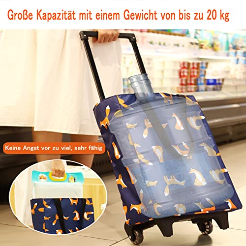 ROEWIAM Einkaufstrolley Einkaufstrolley mit 4 Rädern Zusammenklappbarer Einkaufswagen mit großer Tasche 20kg, 21L… – Bild 7