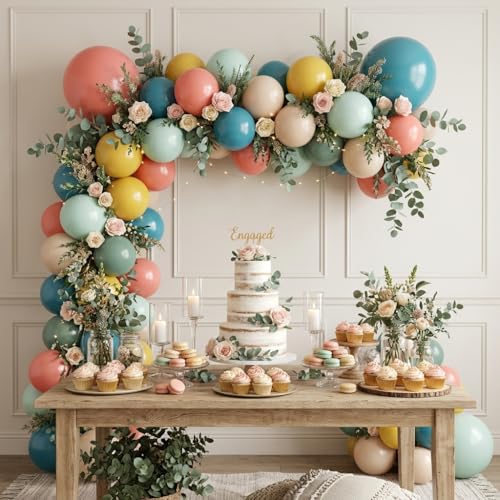 Image of Colorful Balloons, 50 Pcs Boho Rainbow for Birthday Baby Shower Party Decor