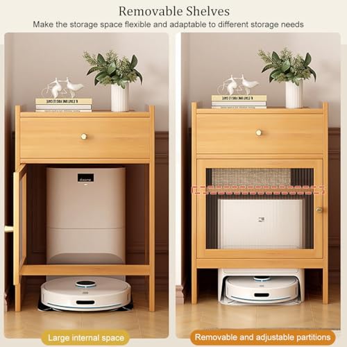 Meuble de rangement aspirateur robot de style rustique noir - 4