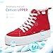 Obtaom High Top Platform Sneakers Women Mid Calf Play Canvas Shoes Washed Platform Skate Skateboard Shoe Casual Canvas Fashion Sneakers(Red,US10)
