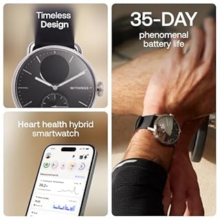 Withings ScanWatch 2, Heart Health Hybrid Smartwatch for Men & Women - ECG, SPO2, Temperature Monitoring, Sleep, Respiratory Health, Cycle Monitoring, 35 day Battery Life, iOS & Android, 38mm Black