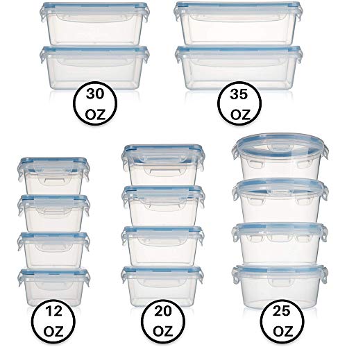HUGE SET (32 Pack) Food Storage Containers with Lids - Plastic Food Containers with Lids - Airtight Leak Proof, Easy Snap Lock Lunch Box, BPA-Free Plastic Storage Container Set - Thumbnail 4