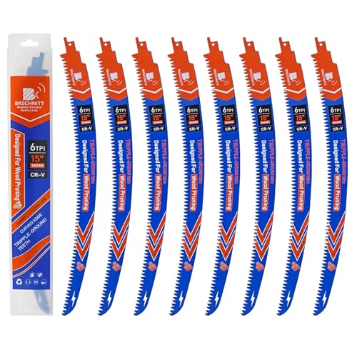 Image of Japanese Teeth Reciprocating Saw Blades 15'' 8PCS - Curved Edge Wood Pruning Saw Blades 6TPI for Tree Trimming,Cr-V Sabre Saw Blades Better Wear Resistance for Wood Cutting