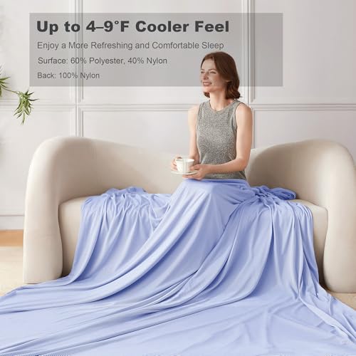 Image of COOVA Cooling Blanket for Hot Sleepers,Lightweight Summer Cold Thin Blanket for Night Sweats and Hot Flashes,Breathable Soft Blanket for Bed Couch Sofa,(Navy Blue,50x60 inches)