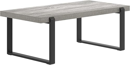 Miniatura 63 de FOLUBAN Mesa de centro rústica, moderna mesa central industrial de madera y metal para sala de estar, roble de 47 pulgadas Roble,Negro