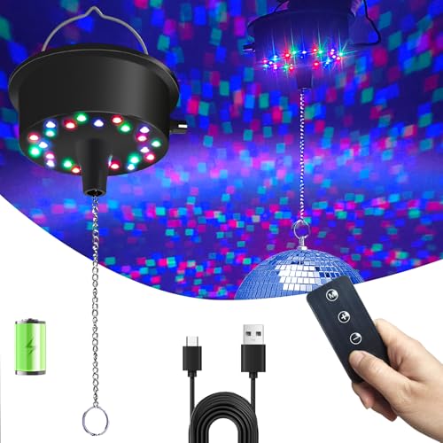Disco Ball Motor with Lights with Remote, Palujorty 5 RPM-9 RPM 24 LED Mirror Ball Motor with Lights...