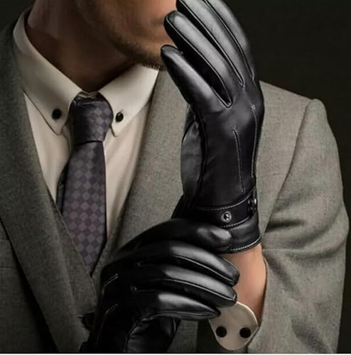 Luvas Masculina Executiva Couro Preto Touch Inverno Luxo