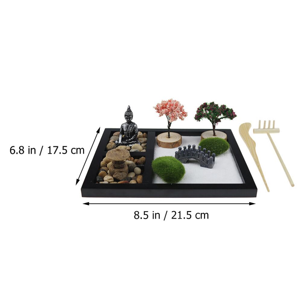 HOMSFOU Zen Garden Sand Table Creative Zen Decor Meditation Adornment Home Office Decor