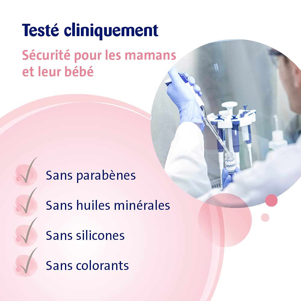 sanosan Creme mamelon allaitement testée cliniquement - lanoline naturelle pure à 100% grossesse et allaitement - Crème pour mamelons sans parabènes, colorants ou parfums (1x 30 ml)