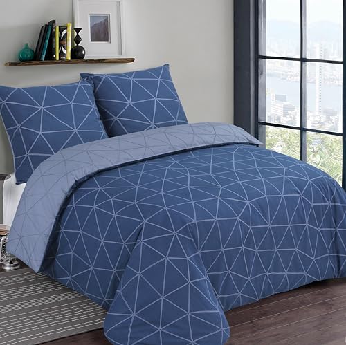 Vision – Wendebettwäsche - Hugo blau/jeansblau – Set mit Bettbezug 200...