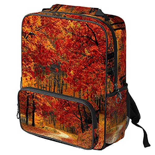 Sac à dos décontracté imprimé automne orange nature avec grand volume