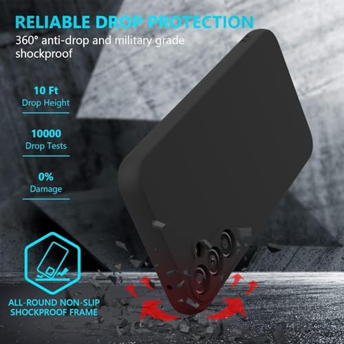 Image of DIZORO Microfiber Candy Case Compatible for Samsung S24 5g Smooth Touch Cushion Liquid Soft Silicone Gel Rubber Phone Cases Non-Slip Full Body Protective Shockproof Back Cover -Black