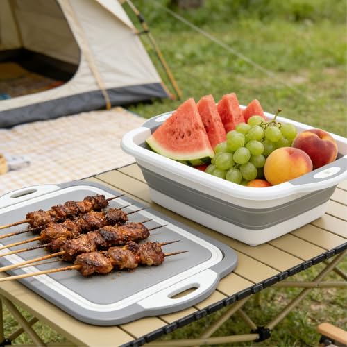 Tabla de Cortar Plegable 3 en 1 para Camping Gris miniatura 5
