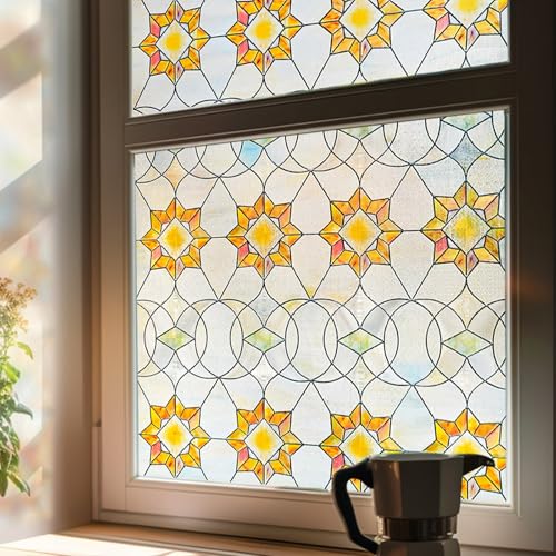 Fensterfolie selbstklebend 3D Buntglas-Fensterfolie...