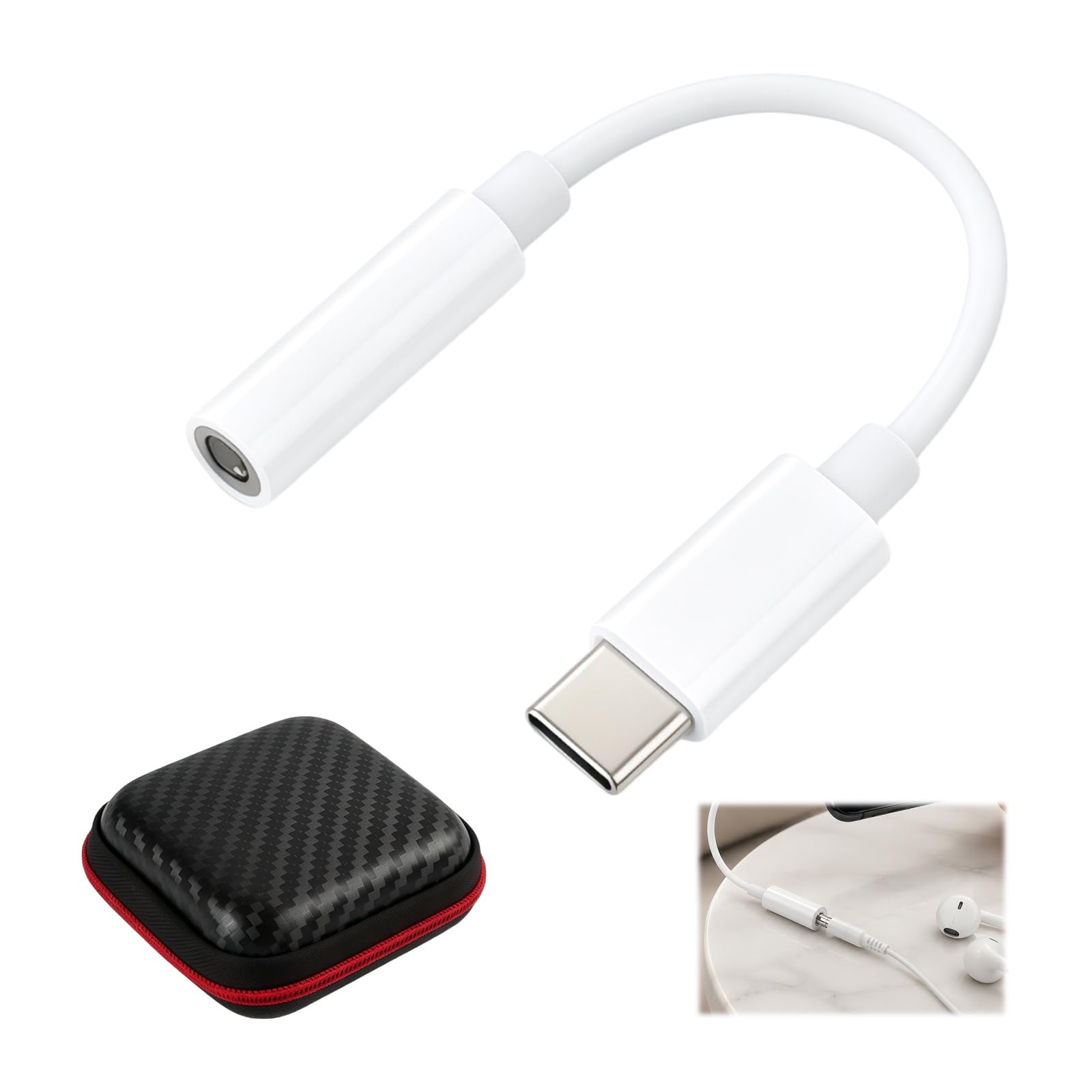 USB C auf Klinke Adapter Kompatibel mit iPhone 16/17, Samsung A17/A55/A36, Pixel 9a/10 Pro, OnePlus, Xiaomi, PS5, USB C Kopfhörer Adapter 3.5 mm für Headsets, Lautsprechern, Musik, Telefonie, Tragbar