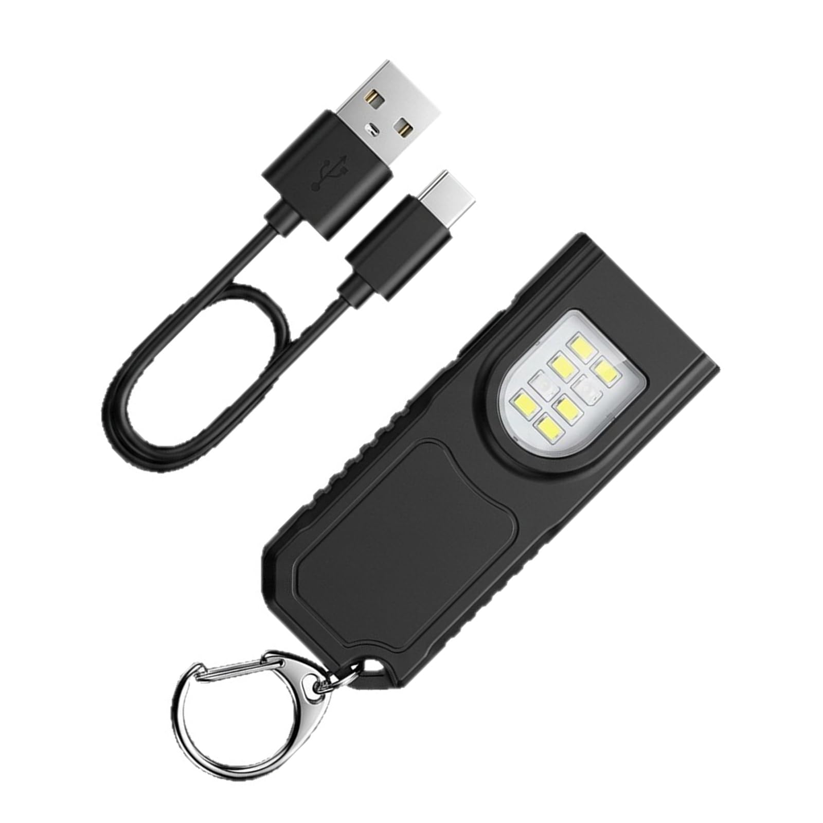 ljhnba Rechargeable LED Keychain Light Camping Walking Pocket Lamp Outdoor Warning Flashing Light Work Lamp Multifunctional Flashlights