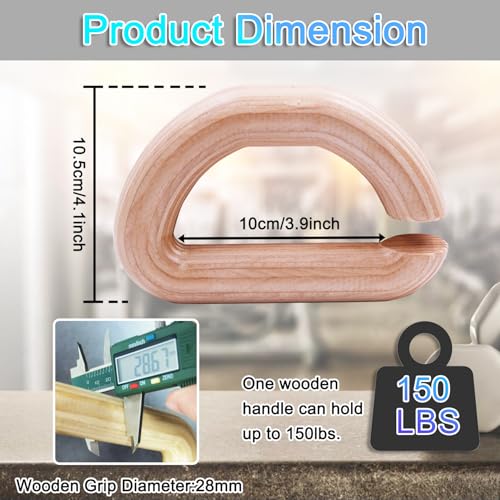 Image of Wooden Resistance Bands Handles Versatile Exercise Handles with Anti-Slip Grip Tapes for Elastic Band Workouts Home Gym Strength Training and Full-Body Workouts
