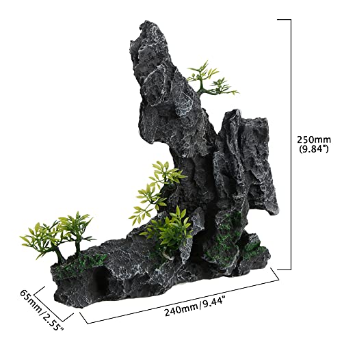 Image of Saim Large Aquarium Mountain View Stone Ornament, Resin Rockery Fish Hiding Cave Aquarium Decoration for Amano Shrimp Cichlid to Play,Hide and Rest Fish Tank Landscape Decoration