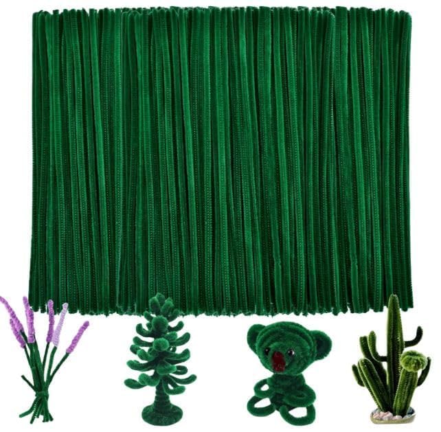 Image of TRAIS Dark Green Pipe Cleaners for Crafts (100 Pieces) | Flexible Chenille Stems for DIY Art, Flower Making, Kids Craft, School Projects & Decoration Supplies