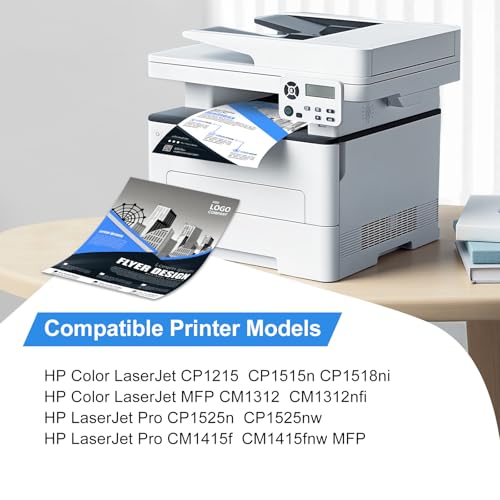 Image of Compatible Toner for HP 125a Toner Cartridges 4 Pack | for HP Color LaserJet CM1312nfi CM1312 MFP CP1215 CP1515 CP1518ni Printer (Includes CB540A CB541A CB542A CB543A)