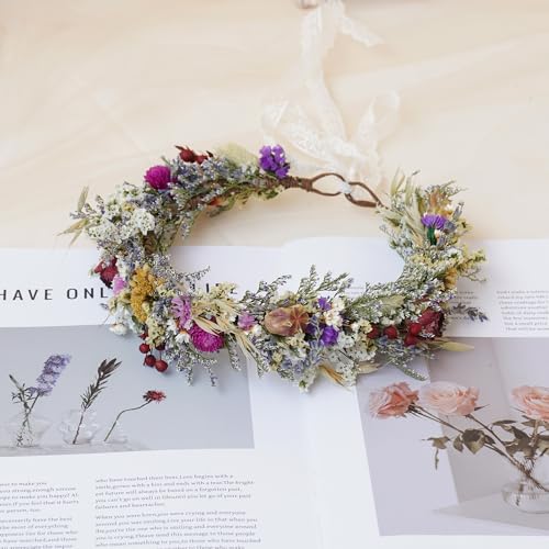 Corona de flores secas para cabello niña miniatura 4
