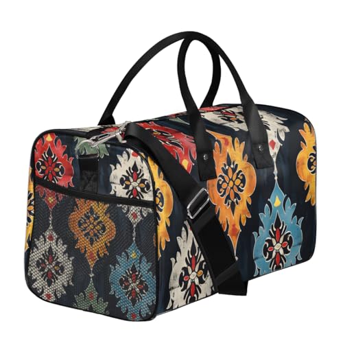 Colorful Flower Travel Duffle Bag for Women Men Foldable Waterproof Weekender Bag Carry on Tote for Overnight Sports Gym Vintage Bohemia3