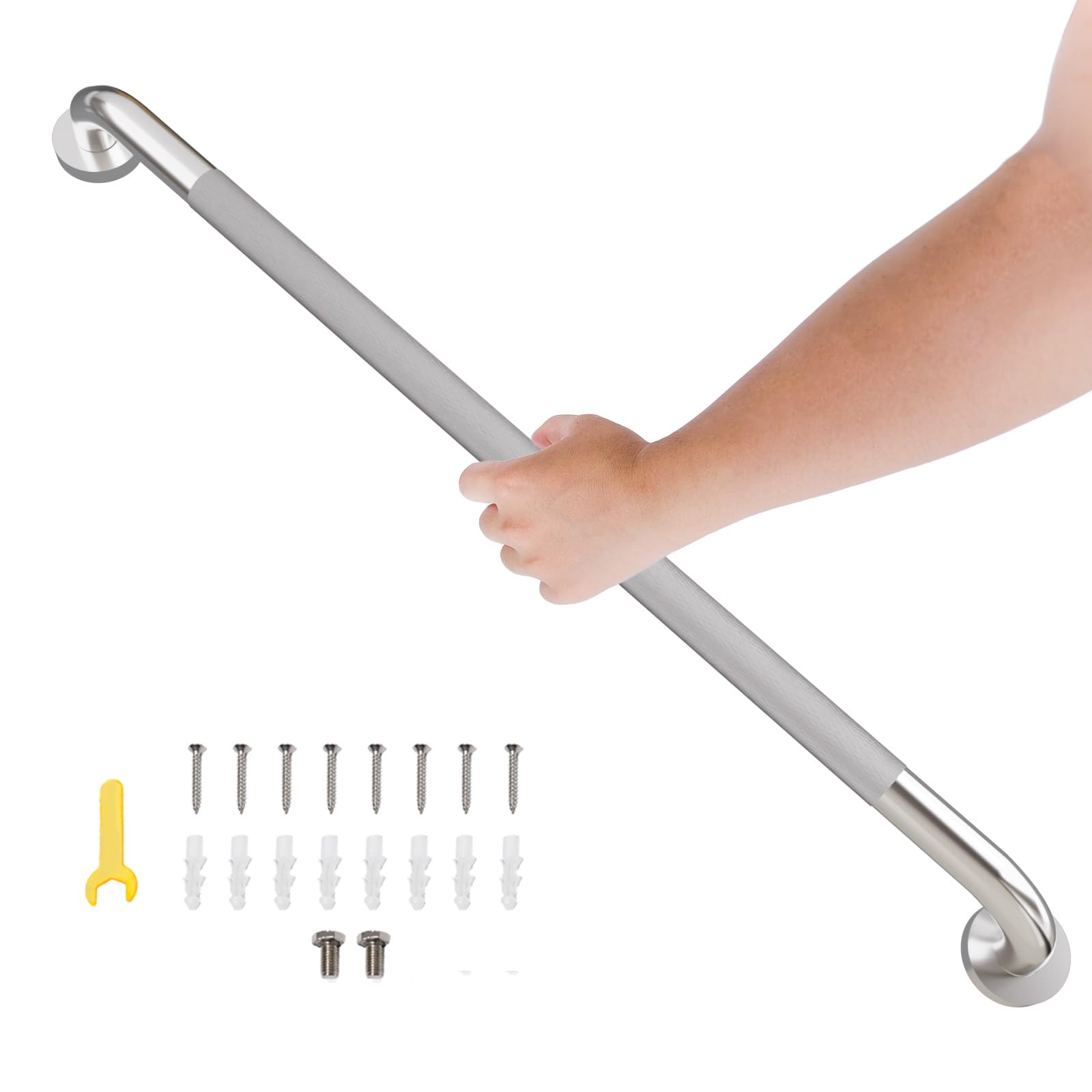 Barra de agarre de ducha de 36 pulgadas, mango de barra de agarre de baño con agarre estriado antideslizante, barra de equilibrio de baño de acero inoxidable, barra de seguridad de baño de 1.25