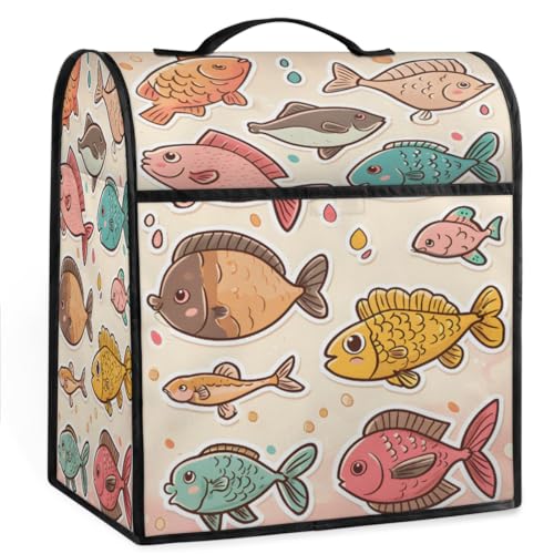 Coffee Maker Cover Cute Cartoon Fish Kitchen Appliance Covers Small Appliance Covers Blender Cover Juicer Cover Dust Covers for Kitchen Appliances with Top Handle and Pockets,Washable,B296