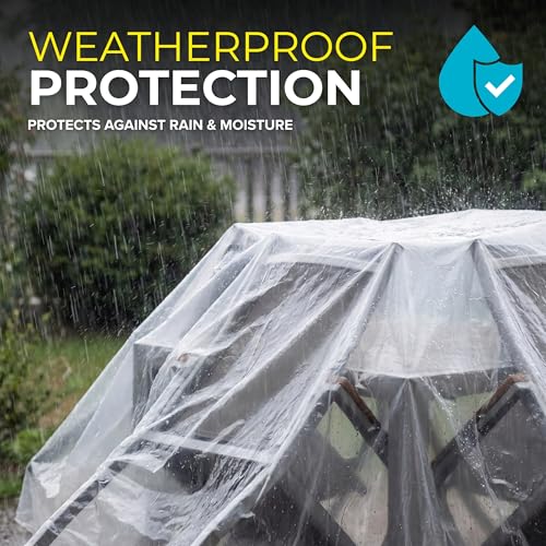 Image of Plastic Sheeting (10' x 25') Long, 6 Mil - UV Protection Poly Sheeting Polyethylene Film, Heavy Duty Greenhouse Plastic Sheeting (Pack of 2)