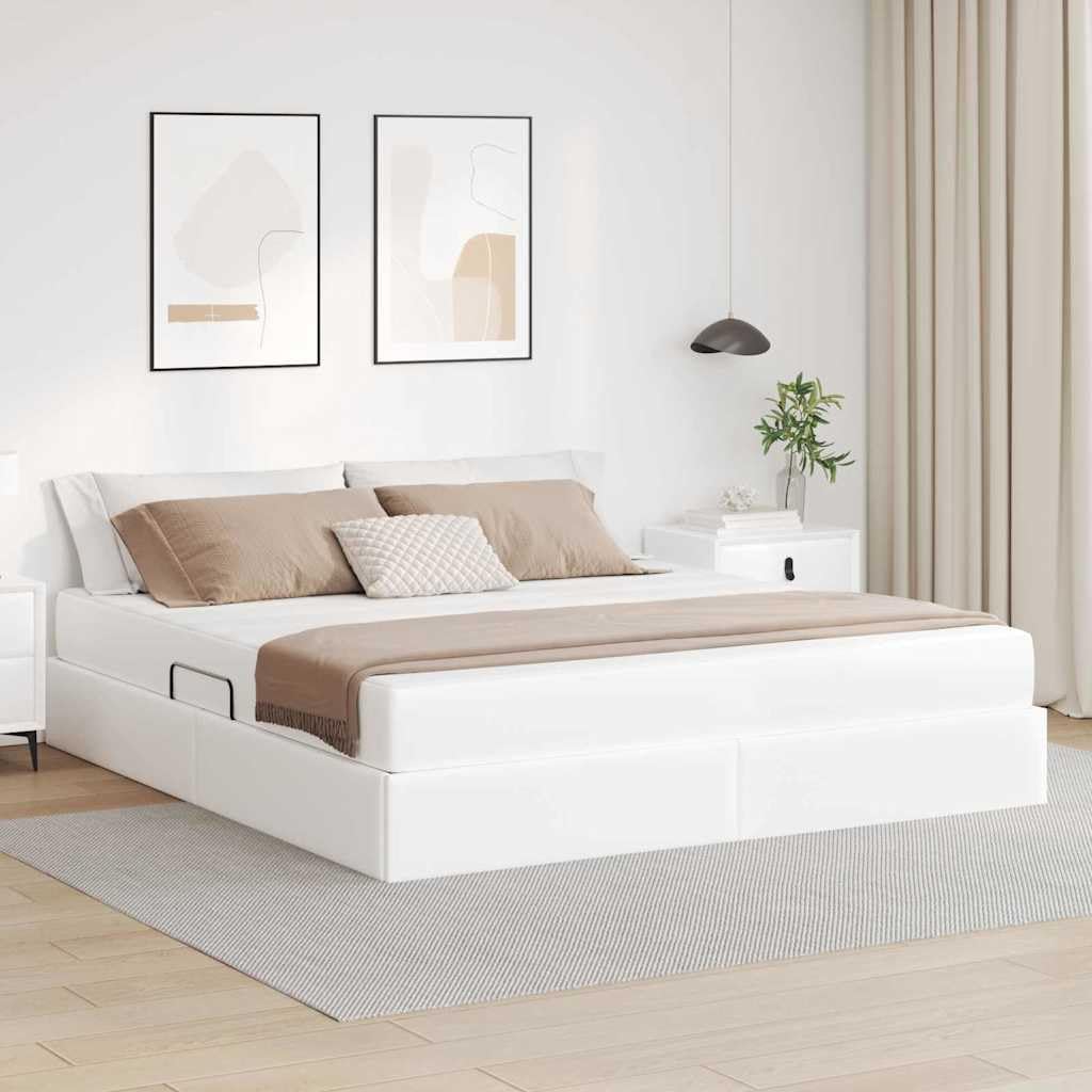 Cama somier Base lecho canapé con cabecero, Estructura Metal Cuero Artificial, colchón King 160 x 200 cm, almacenaje abatible elevable para Dormitorio Adulto 2 Personas y Ahorro Espacio