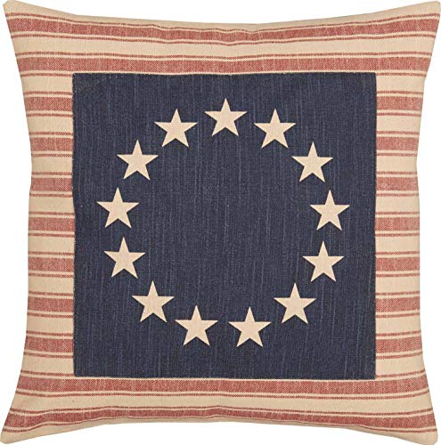 Piper-Classics-Market-Place-Red-Ticking-Flag-Throw-Pillow-Cover-18-x-18-Betsy-Ross-Historical-Flag-Patch-Country-Primitive-Farmhouse-Americana-Patriotic-Independence-Day- Piper Classics Market Place Red Ticking Flag Throw Pillow Cover 18 x 18 Betsy Ross Historical Flag Patch Country Primitive Farmhouse Americana Patriotic Independence Day