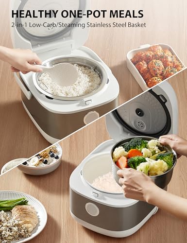 TOSHIBA Induction Heating Rice Cooker - Low Carb, Low Sugar, Digital Steamer, 5.5 Cups (Uncooked), 8 Cooking Functions, 24H Timer & Auto Keep Warm, Silvery white - Image 4