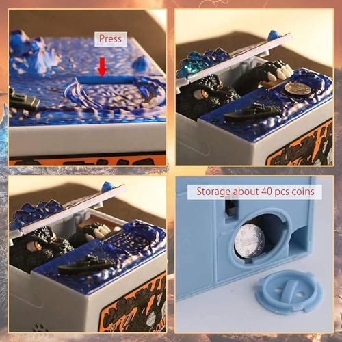 Image of Monster Dinosaur Stealing Piggy Bank, Electronic Anime Coin Box | Interactive sound effect design, made of safe non-toxic ABS, Cute anime style