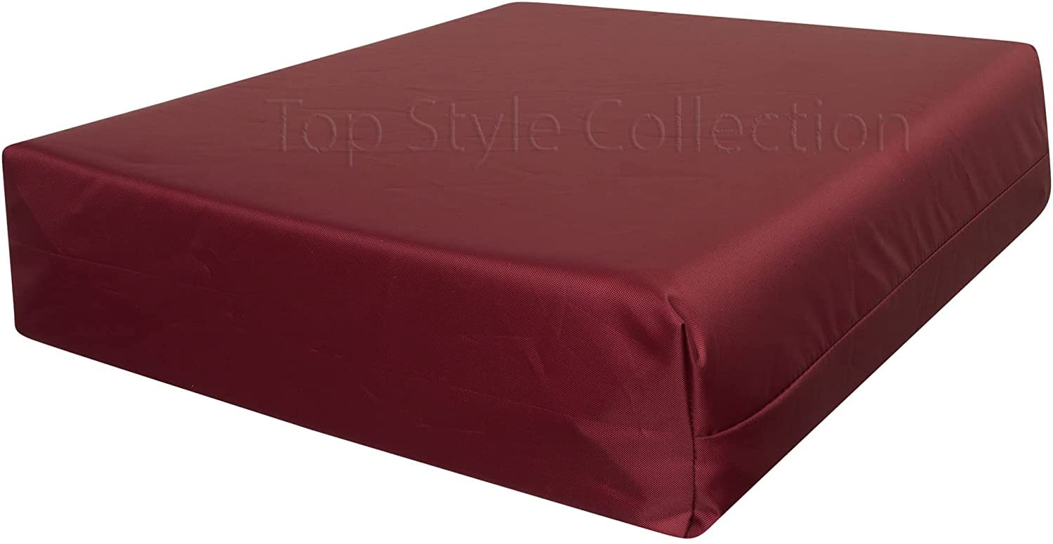 Hendem 4cm Thick Waterproof Seat Pad Indoor Outdoor Garden Rattan Furniture Foam Pad With Strong Fabric Removable Zipper Cover (51 x 51 cm / 20" x 20", Burgundy)